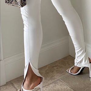Tall Faux Leather Split Hem Leggings